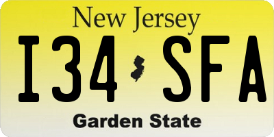 NJ license plate I34SFA