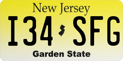 NJ license plate I34SFG