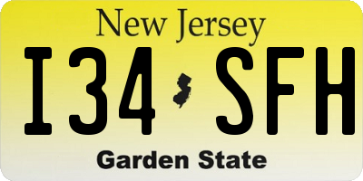 NJ license plate I34SFH