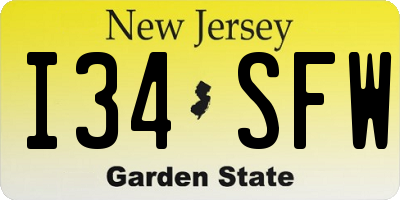 NJ license plate I34SFW
