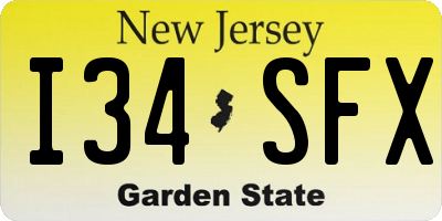 NJ license plate I34SFX