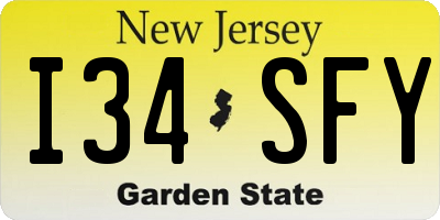 NJ license plate I34SFY