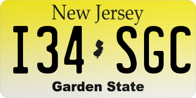 NJ license plate I34SGC