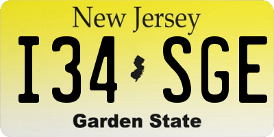 NJ license plate I34SGE
