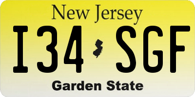 NJ license plate I34SGF