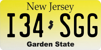 NJ license plate I34SGG