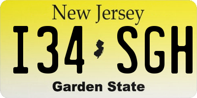 NJ license plate I34SGH