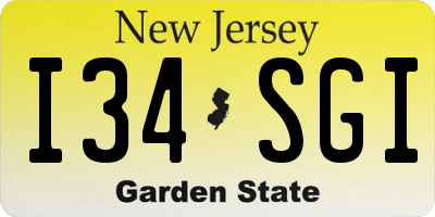 NJ license plate I34SGI