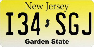NJ license plate I34SGJ