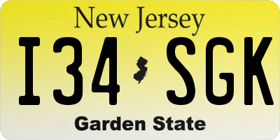 NJ license plate I34SGK