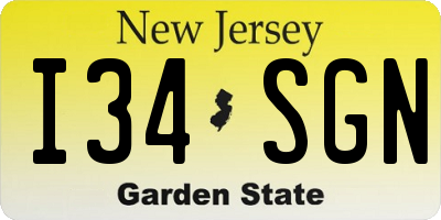 NJ license plate I34SGN