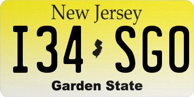 NJ license plate I34SGO