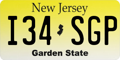 NJ license plate I34SGP