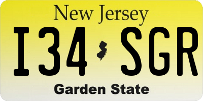 NJ license plate I34SGR