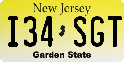 NJ license plate I34SGT