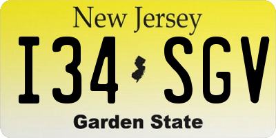 NJ license plate I34SGV