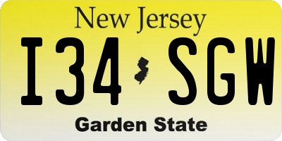 NJ license plate I34SGW