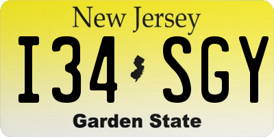NJ license plate I34SGY