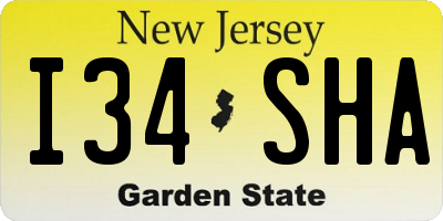 NJ license plate I34SHA