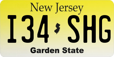 NJ license plate I34SHG