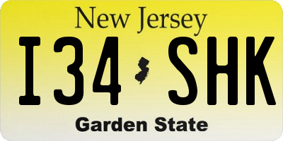 NJ license plate I34SHK