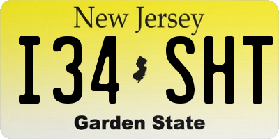 NJ license plate I34SHT