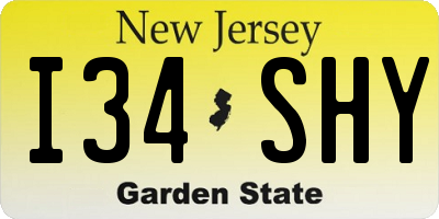 NJ license plate I34SHY