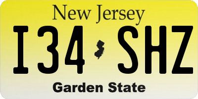 NJ license plate I34SHZ
