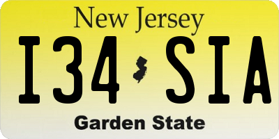 NJ license plate I34SIA