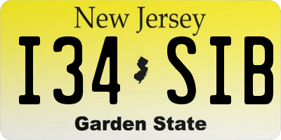 NJ license plate I34SIB
