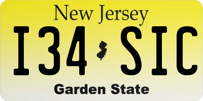 NJ license plate I34SIC