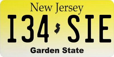 NJ license plate I34SIE