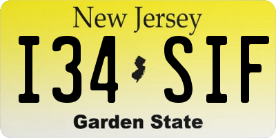 NJ license plate I34SIF