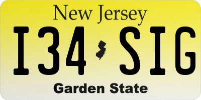 NJ license plate I34SIG
