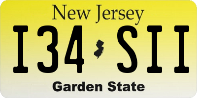NJ license plate I34SII