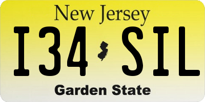 NJ license plate I34SIL