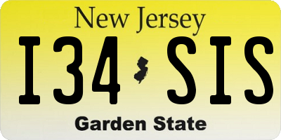 NJ license plate I34SIS