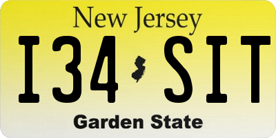 NJ license plate I34SIT