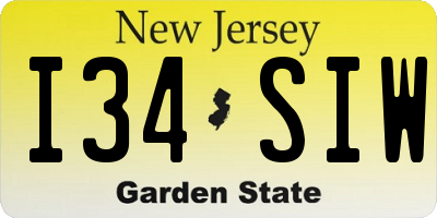 NJ license plate I34SIW