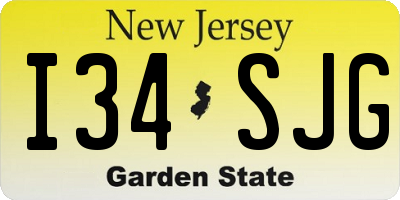 NJ license plate I34SJG
