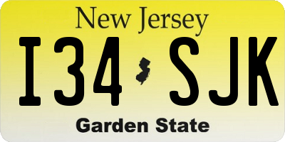 NJ license plate I34SJK