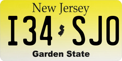 NJ license plate I34SJO