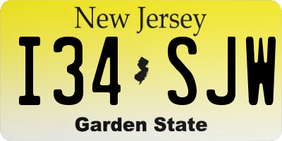 NJ license plate I34SJW