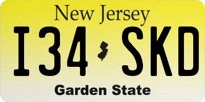 NJ license plate I34SKD