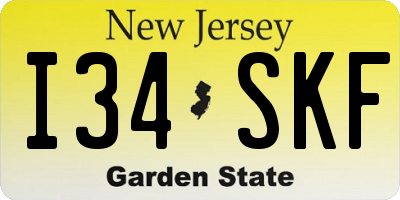 NJ license plate I34SKF