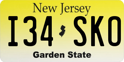 NJ license plate I34SKO