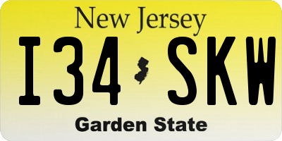 NJ license plate I34SKW