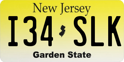 NJ license plate I34SLK