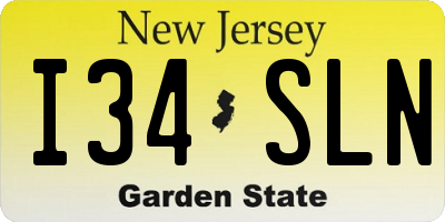 NJ license plate I34SLN