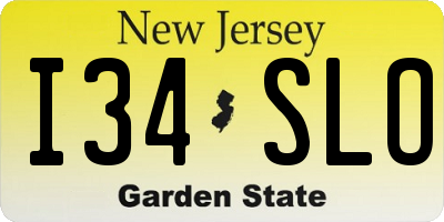 NJ license plate I34SLO